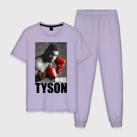 Мужская пижама хлопок с принтом Mike Tyson в Екатеринбурге, 100% хлопок | брюки и футболка прямого кроя, без карманов, на брюках мягкая резинка на поясе и по низу штанин
 | майк тайсон