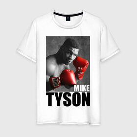 Мужская футболка хлопок с принтом Mike Tyson в Екатеринбурге, 100% хлопок | прямой крой, круглый вырез горловины, длина до линии бедер, слегка спущенное плечо. | майк тайсон