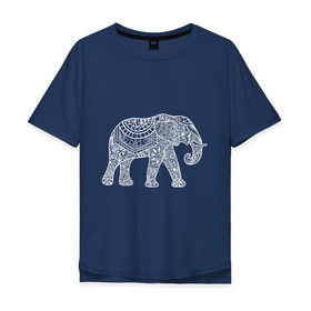 Мужская футболка хлопок Oversize с принтом Слон в Екатеринбурге, 100% хлопок | свободный крой, круглый ворот, “спинка” длиннее передней части | слон