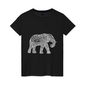 Женская футболка хлопок с принтом Слон в Екатеринбурге, 100% хлопок | прямой крой, круглый вырез горловины, длина до линии бедер, слегка спущенное плечо | слон