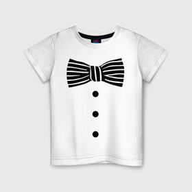 Детская футболка хлопок с принтом Галстук бабочка в полоску 2 в Екатеринбурге, 100% хлопок | круглый вырез горловины, полуприлегающий силуэт, длина до линии бедер | бабочка