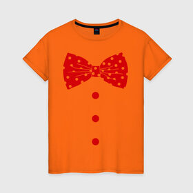 Женская футболка хлопок с принтом Галстук бабочка в горошек 2 в Екатеринбурге, 100% хлопок | прямой крой, круглый вырез горловины, длина до линии бедер, слегка спущенное плечо | 