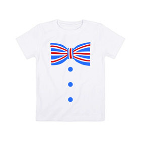 Детская футболка хлопок с принтом Галстук бабочка британский флаг 2 в Екатеринбурге, 100% хлопок | круглый вырез горловины, полуприлегающий силуэт, длина до линии бедер | бабочка
