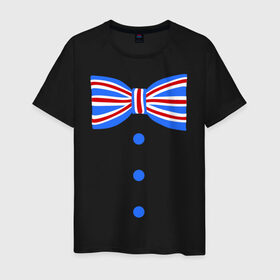 Мужская футболка хлопок с принтом Галстук бабочка британский флаг 2 в Екатеринбурге, 100% хлопок | прямой крой, круглый вырез горловины, длина до линии бедер, слегка спущенное плечо. | бабочка
