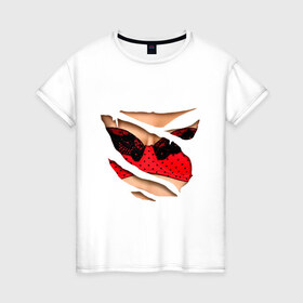 Женская футболка хлопок с принтом Красный бюст в Екатеринбурге, 100% хлопок | прямой крой, круглый вырез горловины, длина до линии бедер, слегка спущенное плечо | бюст | бюстгальтер | грудь | идеальный бюст | красный лиф | лиф | тело