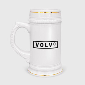 Кружка пивная с принтом Volvo в Екатеринбурге,  керамика (Материал выдерживает высокую температуру, стоит избегать резкого перепада температур) |  объем 630 мл | Тематика изображения на принте: valve | volvo | логотип