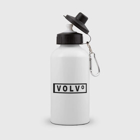 Бутылка спортивная с принтом Volvo в Екатеринбурге, металл | емкость — 500 мл, в комплекте две пластиковые крышки и карабин для крепления | Тематика изображения на принте: valve | volvo | логотип