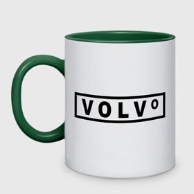 Кружка двухцветная с принтом Volvo в Екатеринбурге, керамика | объем — 330 мл, диаметр — 80 мм. Цветная ручка и кайма сверху, в некоторых цветах — вся внутренняя часть | Тематика изображения на принте: valve | volvo | логотип