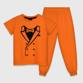 Детская пижама хлопок с принтом Двубортный пиджак в Екатеринбурге, 100% хлопок |  брюки и футболка прямого кроя, без карманов, на брюках мягкая резинка на поясе и по низу штанин
 | смокинг