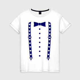 Женская футболка хлопок с принтом Подтяжки с сердцами в Екатеринбурге, 100% хлопок | прямой крой, круглый вырез горловины, длина до линии бедер, слегка спущенное плечо | бабочка