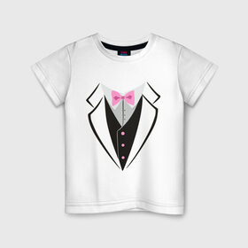 Детская футболка хлопок с принтом Смокинг в Екатеринбурге, 100% хлопок | круглый вырез горловины, полуприлегающий силуэт, длина до линии бедер | Тематика изображения на принте: смокинг