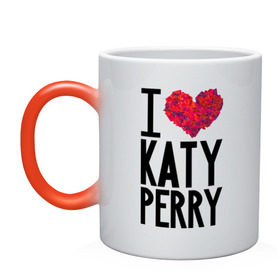 Кружка хамелеон с принтом I love Katy Perry в Екатеринбурге, керамика | меняет цвет при нагревании, емкость 330 мл | katy perry | pop | знаменитости | корона | кэти перри | музыка | певица
