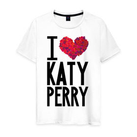 Мужская футболка хлопок с принтом I love Katy Perry в Екатеринбурге, 100% хлопок | прямой крой, круглый вырез горловины, длина до линии бедер, слегка спущенное плечо. | katy perry | pop | знаменитости | корона | кэти перри | музыка | певица
