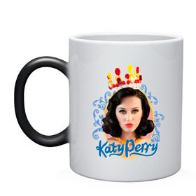 Кружка хамелеон с принтом Katy Perry в Екатеринбурге, керамика | меняет цвет при нагревании, емкость 330 мл | katy perry | pop | знаменитости | корона | кэти перри | музыка | певица