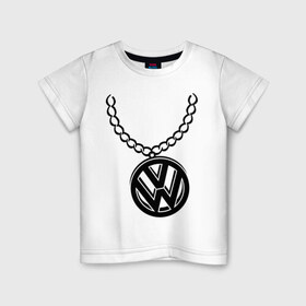 Детская футболка хлопок с принтом VW медальон в Екатеринбурге, 100% хлопок | круглый вырез горловины, полуприлегающий силуэт, длина до линии бедер | volkswagen | вольксваген | логотип | медальон | фольксваген | цепь