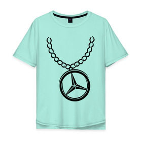 Мужская футболка хлопок Oversize с принтом Мерседес медальон в Екатеринбурге, 100% хлопок | свободный крой, круглый ворот, “спинка” длиннее передней части | mercedes | логотип | медальон | мерседес | цепь