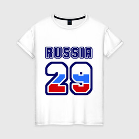 Женская футболка хлопок с принтом Russia - 29 (Архангельская область) в Екатеринбурге, 100% хлопок | прямой крой, круглый вырез горловины, длина до линии бедер, слегка спущенное плечо | 49 | russia | архангельск | номер | регион | россия
