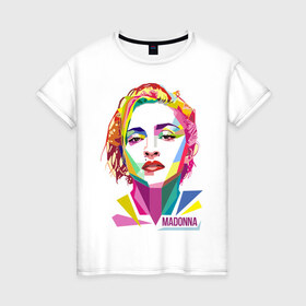 Женская футболка хлопок с принтом Мадонна в Екатеринбурге, 100% хлопок | прямой крой, круглый вырез горловины, длина до линии бедер, слегка спущенное плечо | madonna | wpap | знаменитости | мадонна