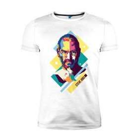 Мужская футболка премиум с принтом Steve Jobs в Екатеринбурге, 92% хлопок, 8% лайкра | приталенный силуэт, круглый вырез ворота, длина до линии бедра, короткий рукав | Тематика изображения на принте: steve jobs | wpap | знаменитости | стив джобс