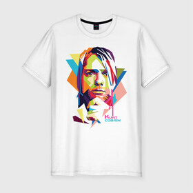 Мужская футболка премиум с принтом Kurt Cobain в Екатеринбурге, 92% хлопок, 8% лайкра | приталенный силуэт, круглый вырез ворота, длина до линии бедра, короткий рукав | kurt cobain | nirvana | pock | wpap | знаменитости | курт кобейн | нирвана | рок