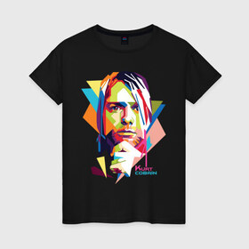 Женская футболка хлопок с принтом Kurt Cobain в Екатеринбурге, 100% хлопок | прямой крой, круглый вырез горловины, длина до линии бедер, слегка спущенное плечо | kurt cobain | nirvana | pock | wpap | знаменитости | курт кобейн | нирвана | рок