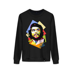Женский свитшот хлопок с принтом Che Guevara в Екатеринбурге, 100% хлопок | прямой крой, круглый вырез, на манжетах и по низу широкая трикотажная резинка  | че гевара