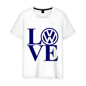 Мужская футболка хлопок с принтом Volkswagen love в Екатеринбурге, 100% хлопок | прямой крой, круглый вырез горловины, длина до линии бедер, слегка спущенное плечо. | Тематика изображения на принте: love | volkswagen | любовь | фольксваген
