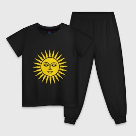 Детская пижама хлопок с принтом Русское солнце в Екатеринбурге, 100% хлопок |  брюки и футболка прямого кроя, без карманов, на брюках мягкая резинка на поясе и по низу штанин
 | Тематика изображения на принте: русское | солнце | ярило