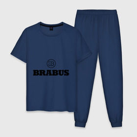 Мужская пижама хлопок с принтом Brabus в Екатеринбурге, 100% хлопок | брюки и футболка прямого кроя, без карманов, на брюках мягкая резинка на поясе и по низу штанин
 | benz | brabus | logo | mercedes | авто | брабус | лого | мерс | мерседес бенс