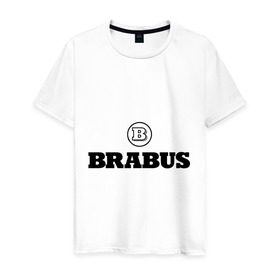 Мужская футболка хлопок с принтом Brabus в Екатеринбурге, 100% хлопок | прямой крой, круглый вырез горловины, длина до линии бедер, слегка спущенное плечо. | Тематика изображения на принте: benz | brabus | logo | mercedes | авто | брабус | лого | мерс | мерседес бенс