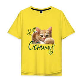 Мужская футболка хлопок Oversize с принтом Иди обниму в Екатеринбурге, 100% хлопок | свободный крой, круглый ворот, “спинка” длиннее передней части | Тематика изображения на принте: cat | иди обниму | киса | котёнок | котик | кошка