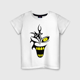 Детская футболка хлопок с принтом Страшное лицо в Екатеринбурге, 100% хлопок | круглый вырез горловины, полуприлегающий силуэт, длина до линии бедер | демон | лицо | страшный