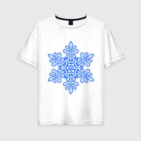 Женская футболка хлопок Oversize с принтом Снежинка в Екатеринбурге, 100% хлопок | свободный крой, круглый ворот, спущенный рукав, длина до линии бедер
 | 