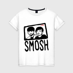 Женская футболка хлопок с принтом RusSmosh в Екатеринбурге, 100% хлопок | прямой крой, круглый вырез горловины, длина до линии бедер, слегка спущенное плечо | blogger | russmosh | smosh | youtube | блоггер | смош | шоу | ютубер
