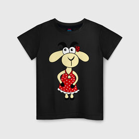 Детская футболка хлопок с принтом Козочка в Екатеринбурге, 100% хлопок | круглый вырез горловины, полуприлегающий силуэт, длина до линии бедер | 2015 | баран | барашек | коза | козочка | новый год | овечка | овца | рога | рождество | роза