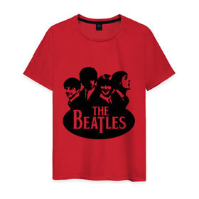 Мужская футболка хлопок с принтом The Beatles 1 в Екатеринбурге, 100% хлопок | прямой крой, круглый вырез горловины, длина до линии бедер, слегка спущенное плечо. | beatles | harrison | lennon | mccartmey | starr | битлз