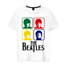 Мужская футболка хлопок с принтом The Beatles в Екатеринбурге, 100% хлопок | прямой крой, круглый вырез горловины, длина до линии бедер, слегка спущенное плечо. | beatles | битлз | битлы