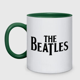 Кружка двухцветная с принтом The Beatles в Екатеринбурге, керамика | объем — 330 мл, диаметр — 80 мм. Цветная ручка и кайма сверху, в некоторых цветах — вся внутренняя часть | Тематика изображения на принте: beatles | битлз