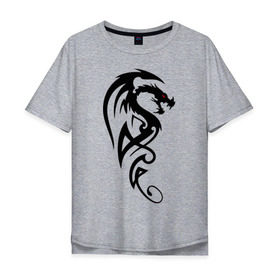 Мужская футболка хлопок Oversize с принтом Дракон (стильный трайбл) в Екатеринбурге, 100% хлопок | свободный крой, круглый ворот, “спинка” длиннее передней части | dragon | tattoo | дракон | тату | трайбл