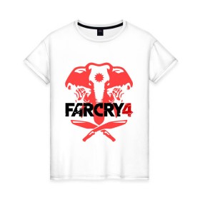 Женская футболка хлопок с принтом Far Cry 4 (1) в Екатеринбурге, 100% хлопок | прямой крой, круглый вырез горловины, длина до линии бедер, слегка спущенное плечо | cry | far | far cry | ubisoft | край | фар | фаркрай | юбисофт