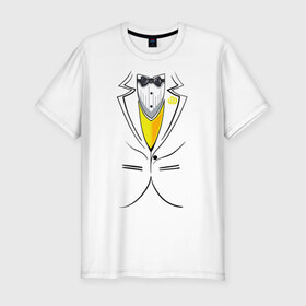 Мужская футболка премиум с принтом Костюм жениха в Екатеринбурге, 92% хлопок, 8% лайкра | приталенный силуэт, круглый вырез ворота, длина до линии бедра, короткий рукав | 
