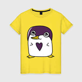 Женская футболка хлопок с принтом Нарисованный пингвин в Екатеринбурге, 100% хлопок | прямой крой, круглый вырез горловины, длина до линии бедер, слегка спущенное плечо | пингвин
