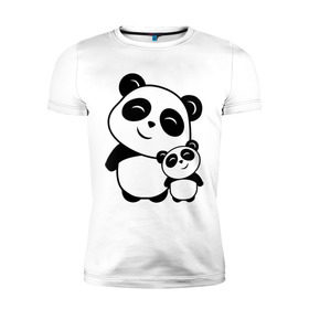 Мужская футболка премиум с принтом Милые панды в Екатеринбурге, 92% хлопок, 8% лайкра | приталенный силуэт, круглый вырез ворота, длина до линии бедра, короткий рукав | панда