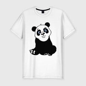 Мужская футболка премиум с принтом Милая панда в Екатеринбурге, 92% хлопок, 8% лайкра | приталенный силуэт, круглый вырез ворота, длина до линии бедра, короткий рукав | 