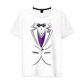 Мужская футболка хлопок с принтом Костюм жениха в Екатеринбурге, 100% хлопок | прямой крой, круглый вырез горловины, длина до линии бедер, слегка спущенное плечо. | бабочка