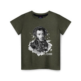 Детская футболка хлопок с принтом Пушкин в Екатеринбурге, 100% хлопок | круглый вырез горловины, полуприлегающий силуэт, длина до линии бедер | драматург | писатель | поэт | прозаик | пушкин