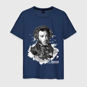 Мужская футболка хлопок с принтом Пушкин в Екатеринбурге, 100% хлопок | прямой крой, круглый вырез горловины, длина до линии бедер, слегка спущенное плечо. | драматург | писатель | поэт | прозаик | пушкин