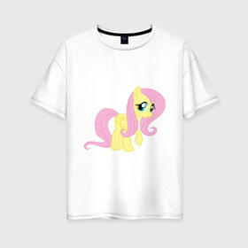 Женская футболка хлопок Oversize с принтом Пони пегас Флаттершай в Екатеринбурге, 100% хлопок | свободный крой, круглый ворот, спущенный рукав, длина до линии бедер
 | my little pony | пегас | пони | флаттершай