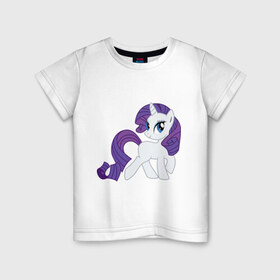 Детская футболка хлопок с принтом Пони Рарити в Екатеринбурге, 100% хлопок | круглый вырез горловины, полуприлегающий силуэт, длина до линии бедер | my little pony | пони | рарити