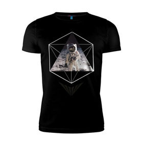 Мужская футболка премиум с принтом Астронавт в Екатеринбурге, 92% хлопок, 8% лайкра | приталенный силуэт, круглый вырез ворота, длина до линии бедра, короткий рукав | infinite | interstellar | space | univers | астронавт | бесконечный космос | вселенная | интерстеллар | космонавт